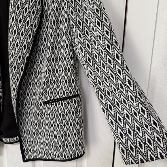 Kasper Women's Knit Diamond Print Open Front Blazer Jacket Size 12 - Picture 6 of 15